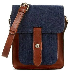 Patricia Nash Lari Denim & Leather Colorblock Crossbody Bag with Dust Bag